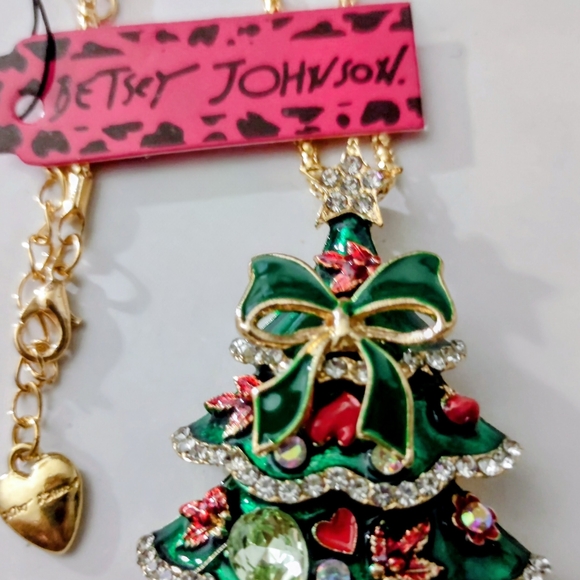 Betsey Johnson Green and Gold Christmas Tree Necklace - Picture 1 of 2